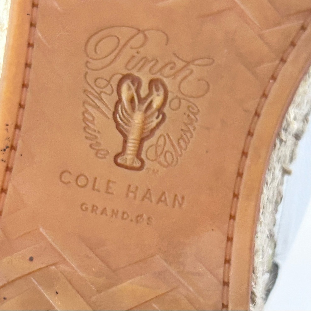 COLE HAAN Pinch Cloudfeel White Leather Espadrille Slingback Sandals Size 10 - Picture 12 of 13